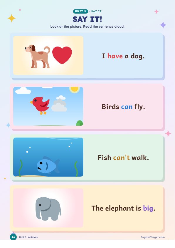 Page 46 of the book: Say it! One picture, one sentence