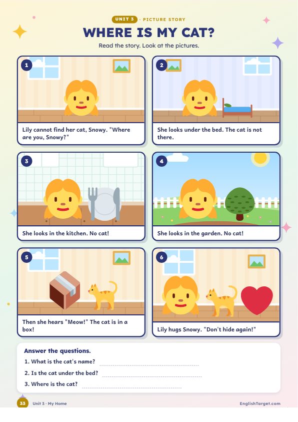 Page 33 of the book: A picture story with questions